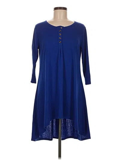 Pre-owned Naggoo 3/4 Sleeve Top Blue Keyhole Neckline Tops