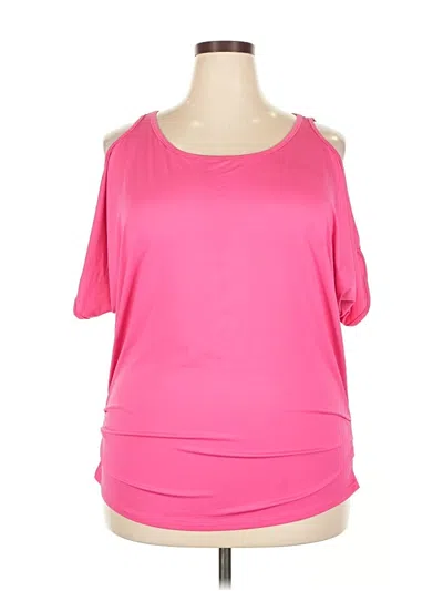 Pre-owned Naggoo Short Sleeve Top Pink Cold Shoulder Neckline Tops