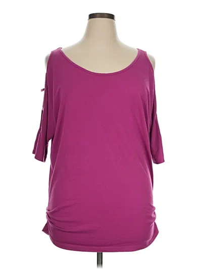 Pre-owned Naggoo Short Sleeve Top Purple Cold Shoulder Neckline Tops