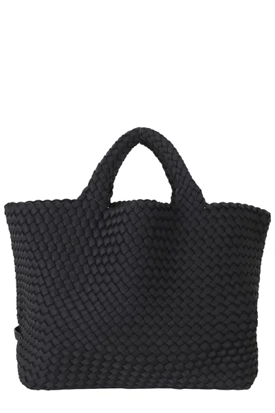 Naghedi Black St Barths Woven Motif Neoprene Tote Bag