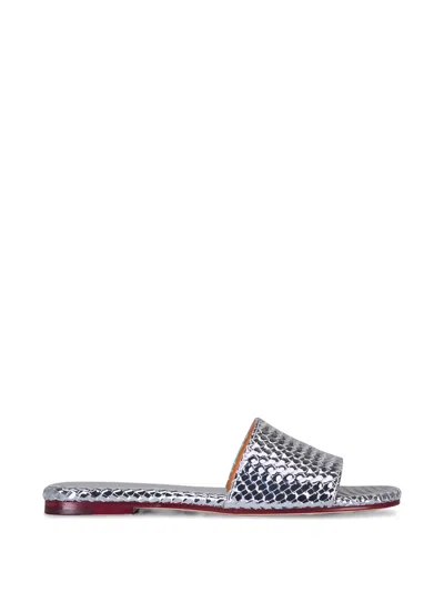 Naghedi Dpible-weave Slide Sandals In Silver