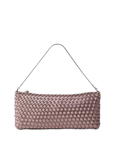 Naghedi Gala Woven Satin Chain Clutch In Pink