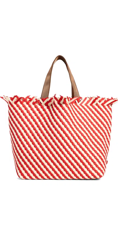 Naghedi Havana Striped Large Tote Amalfi In Red