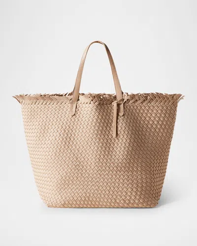 Naghedi Havana Woven Travel Tote Bag In Camel