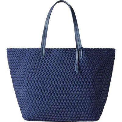 Naghedi Jet Setter Large Woven Tote In Ink Blue