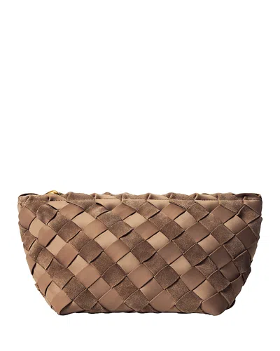 Naghedi Large Woven Stripe Suede & Fabric Clutch In Brown
