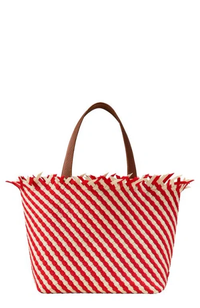 NAGHEDI NAGHEDI MEDIUM HAVANA STRIPE WOVEN TOTE