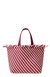 Naghedi Medium Havana Stripe Woven Tote In Jaipur
