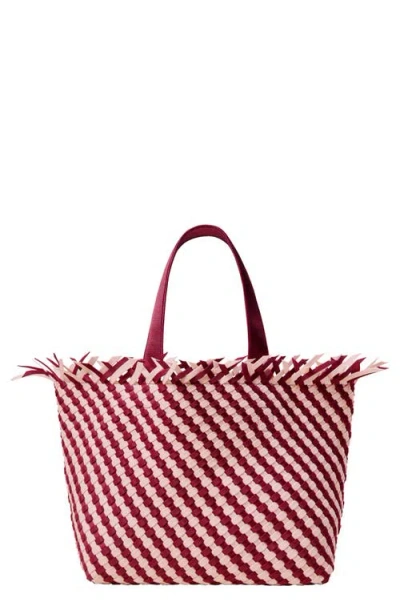 Naghedi Medium Havana Stripe Woven Tote In Jaipur