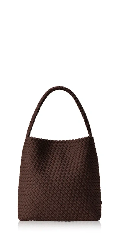 Naghedi Nomad Medium Hobo Bag Chocolate In White