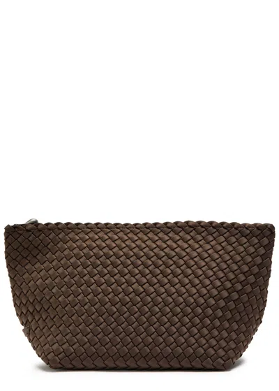 Naghedi Portofino Large Woven Nylon Wash Bag In Brown