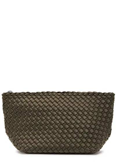 Naghedi Portofino Medium Woven Nylon Wash Bag In Green