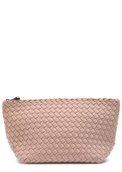 Naghedi Portofino Medium Woven Nylon Wash Bag In Pink