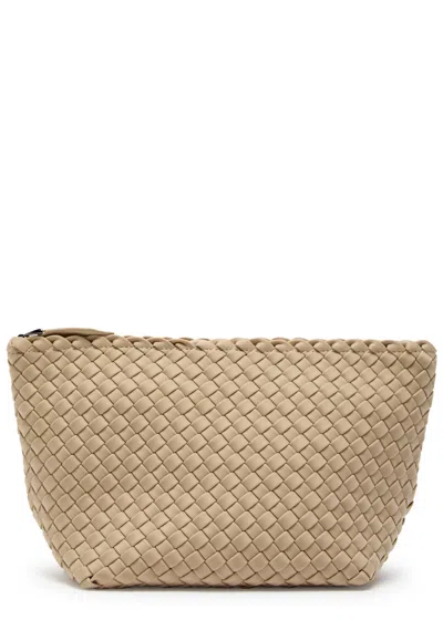 Naghedi Portofino Medium Woven Nylon Wash Bag In Sand