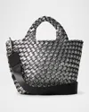 Naghedi St. Barths Petit Metallic Woven Tote Bag In Titanium