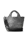 Shop Naghedi St. Barths Woven Metallic Silver Petite Tote Bag In Titanium