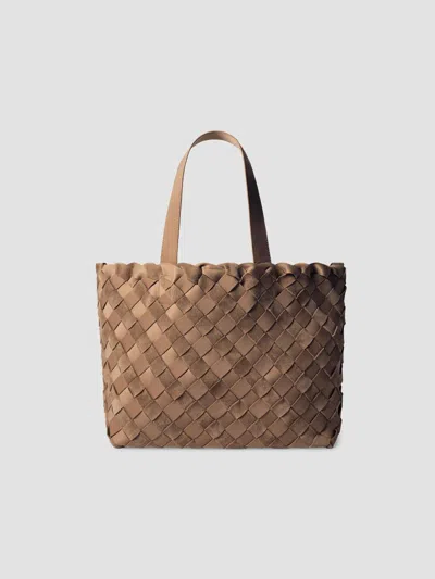 Naghedi Women's Como Medium Striped Suede Tote Bag In Canyon
