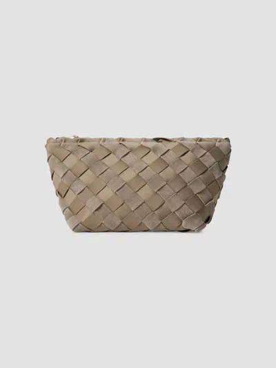 Naghedi Women's Gigi Large Striped Suede Clutch Bag In Bluff