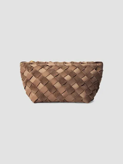 Naghedi Women's Gigi Large Striped Suede Clutch Bag In Canyon