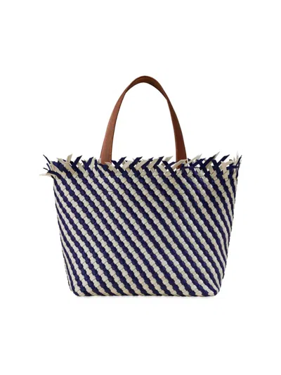 Naghedi Women's Havana Medium Stripe Tote Bag In Blue White