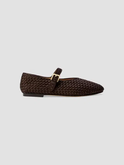Naghedi Women's Marais Satin Mary Jane Flats In Chocolate