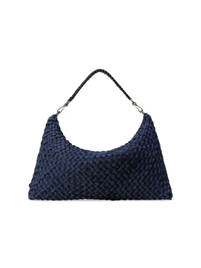 Naghedi Women's Porto Medium Double Weave Denim Half-moon Shoulder Bag In Purple