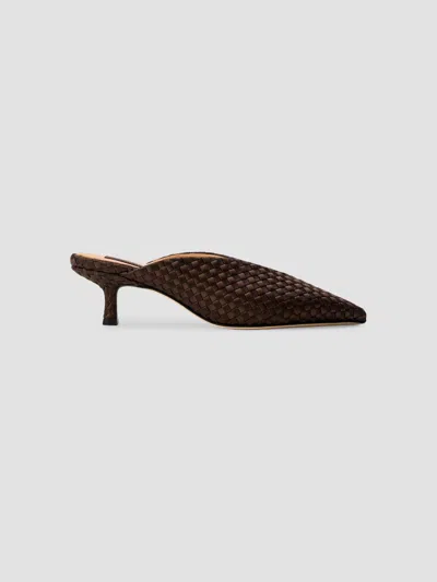 Naghedi Women's Strada Satin Kitten Heels In Chocolate