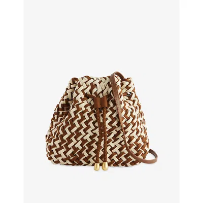 Naghedi Womens Carmel Gramercy Medium Bucket Woven Shoulder Bag In Brown