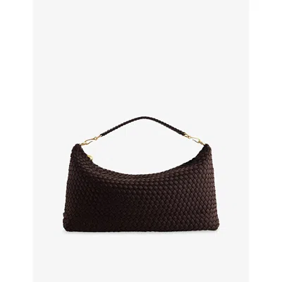 Naghedi Womens Chocolate Porto Halfmoon Medium Woven Shoulder Bag In Brown