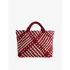 Naghedi Womens St. Barths Medium Woven Tote Bag Lychee