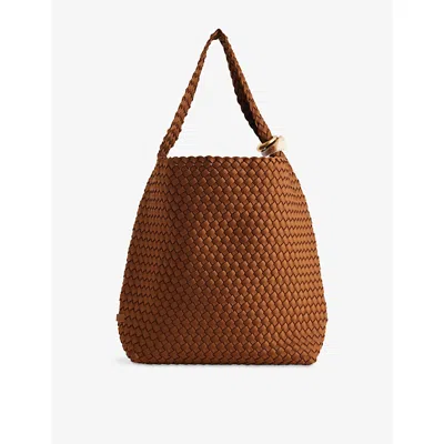 Naghedi Womens Nomad Beaded Medium Woven Hobo Bag Teak