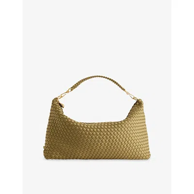 Naghedi Womens Porto Half-moon Medium Woven Shoulder Bag Bottle Green