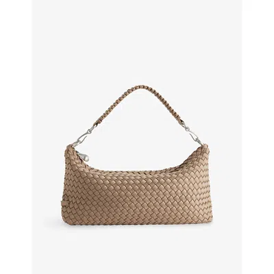 Naghedi Womens Porto Halfmoon Woven Shoulder Bag Cashmere
