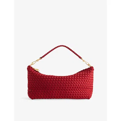Naghedi Womens Porto Halfmoon Woven Shoulder Bag Rosso