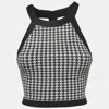 Nagnata Black Houndstooth Strap Back Crop Top In Black