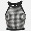 Nagnata Black Houndstooth Strap Back Crop Top In Multi