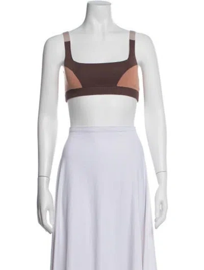 Pre-owned Nagnata Colorblock Pattern Square Neckline Sports Bra In White
