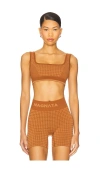 Nagnata Houndstooth Wool Bralette In Brown