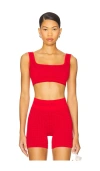 Nagnata Houndstooth Wool Bralette In Red