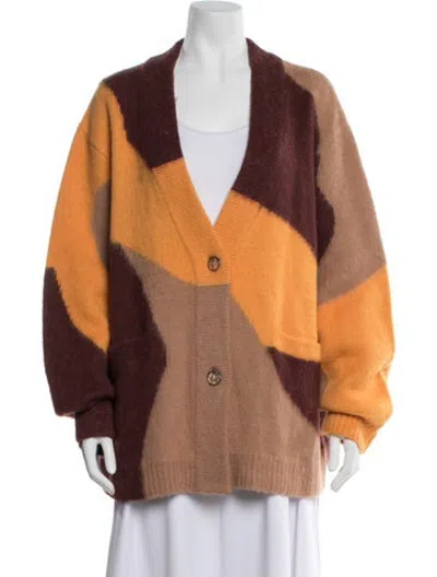 Pre-owned Nagnata Merino Wool Colorblock Pattern Sweater W/ Tags In Orange