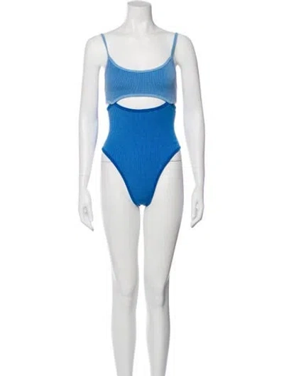 Pre-owned Nagnata Merino Wool Scoop Neck Bodysuit W/ Tags In Blue