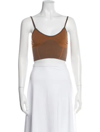 Pre-owned Nagnata Merino Wool Scoop Neck Sports Bra W/ Tags In Brown