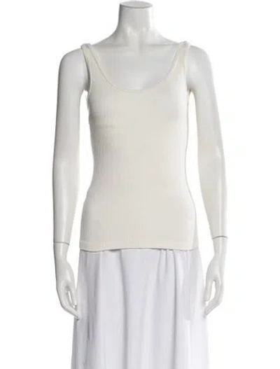 Pre-owned Nagnata Merino Wool Scoop Neck Top In White