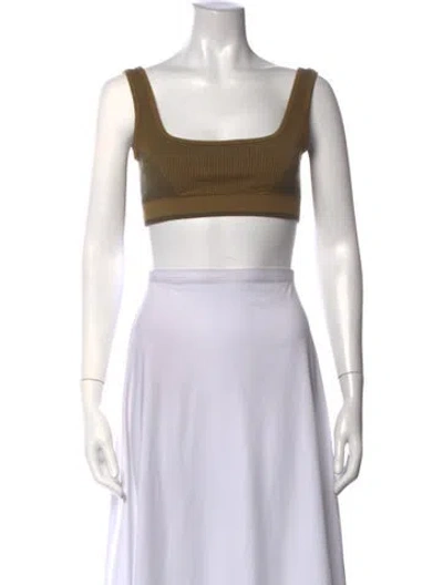 Pre-owned Nagnata Merino Wool Square Neckline Sports Bra In Green