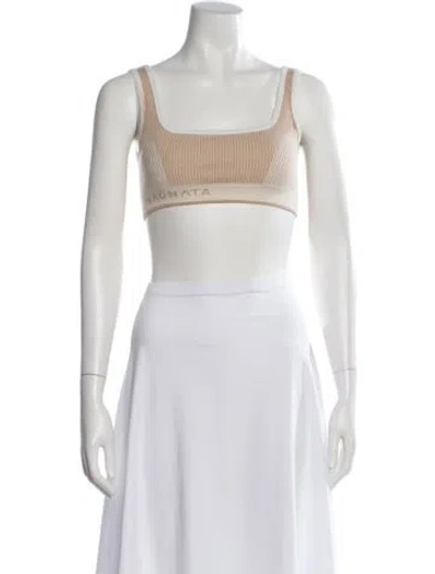 Pre-owned Nagnata Merino Wool Square Neckline Sports Bra In White