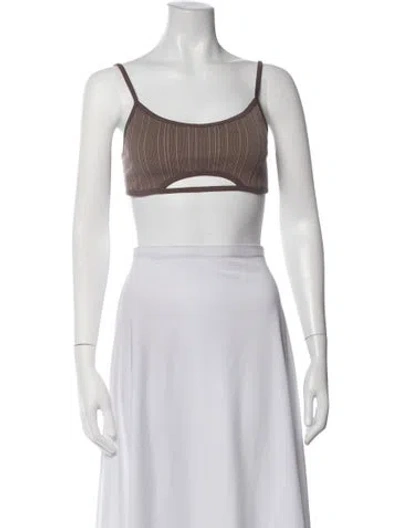 Pre-owned Nagnata Merino Wool Striped Sports Bra In Neutrals