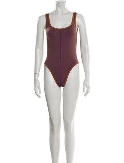 Pre-owned Nagnata Scoop Neck Sleeveless Bodysuit In Blue