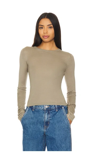 Nagnata Sheer Essentials Long Sleeve Top In Taupe