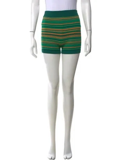 Pre-owned Nagnata Striped Mini Shorts In Green