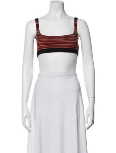 Pre-owned Nagnata Striped Square Neckline Crop Top In Brown